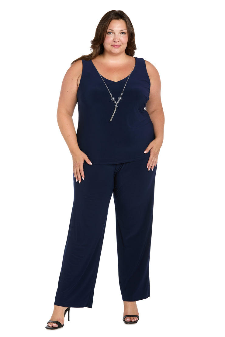 Floral Threadwork Pantsuit - Plus