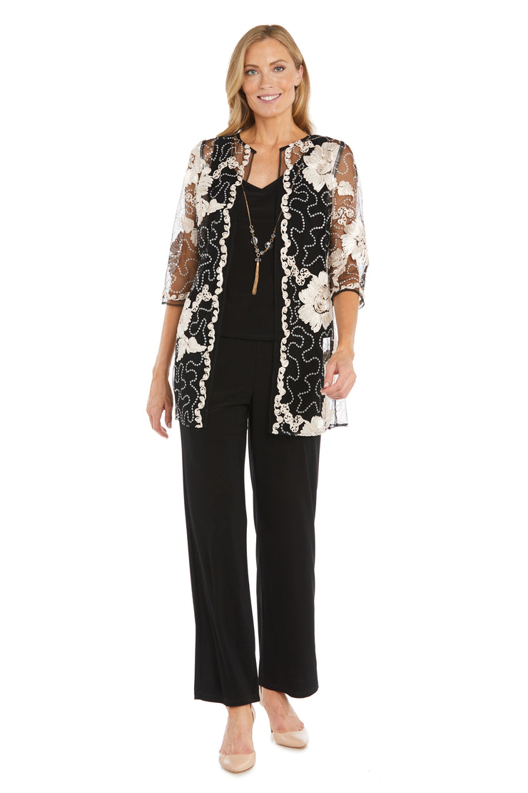 Floral Threadwork Pantsuit
