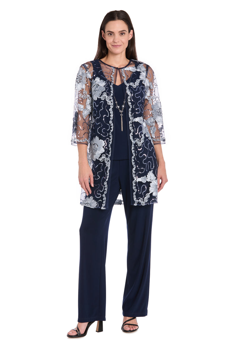 Floral Threadwork Pantsuit