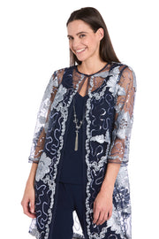Floral Threadwork Pantsuit