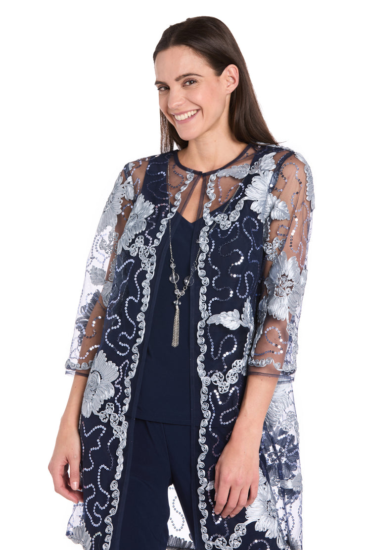 Floral Threadwork Pantsuit