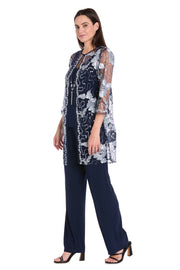 Floral Threadwork Pantsuit