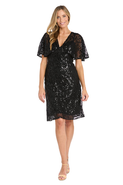 Sequin Elegance Flutter Sleeve Cocktail Dress R&M Richards Sequin Elegance Flutter Sleeve Cocktail Dress R&M Richards