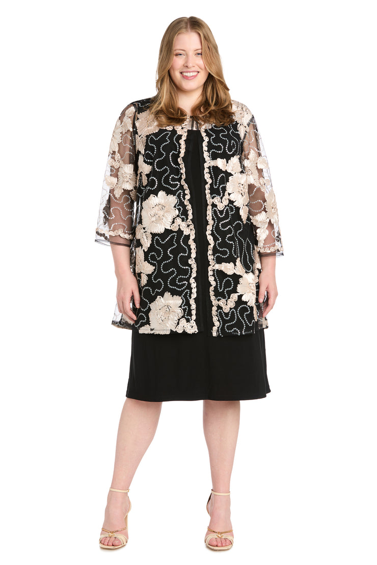 Embellished Jacket Dress - Attaches at The Neckline - Plus