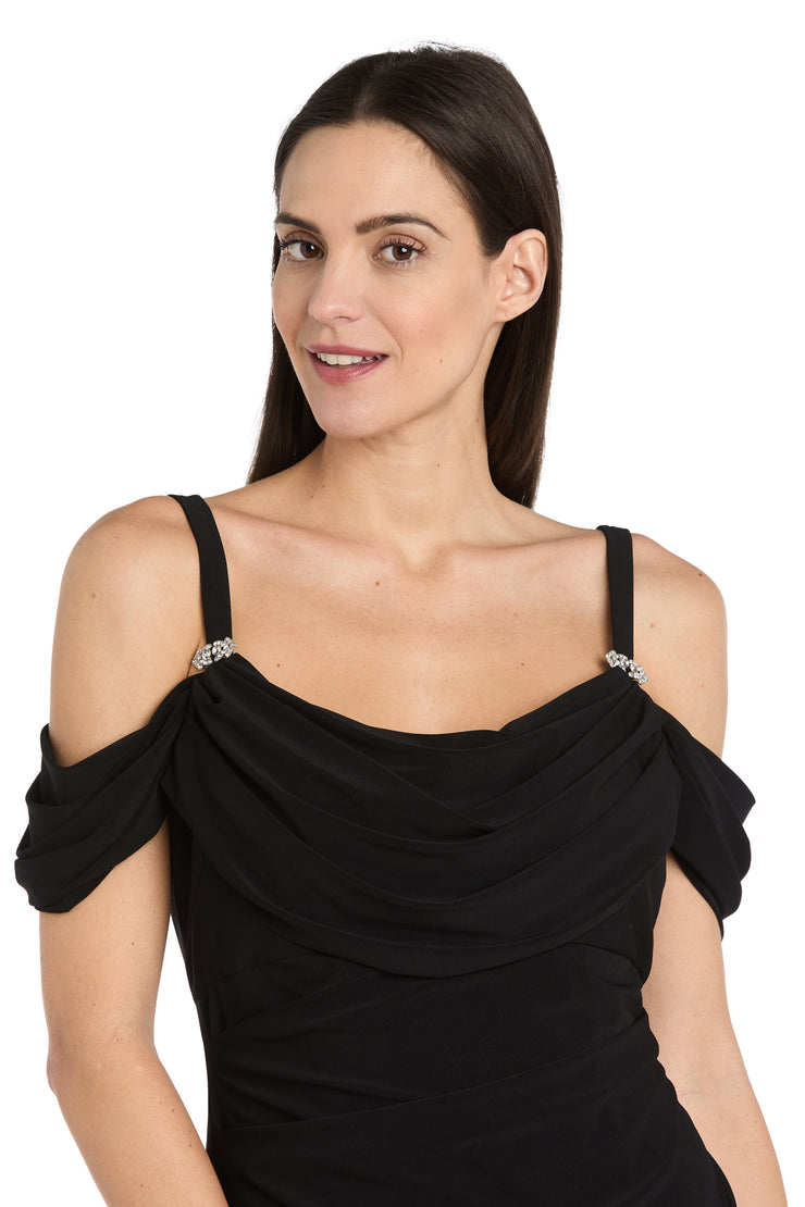 Rhinestone Drape Off-Shoulder Gown