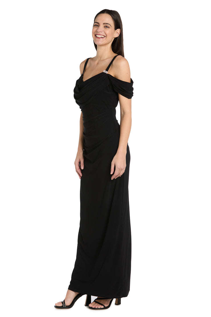 Rhinestone Drape Off-Shoulder Gown