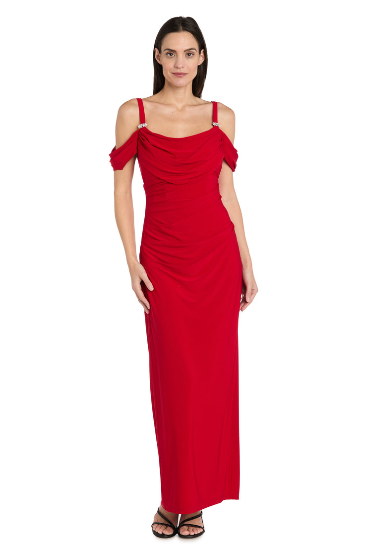 Rhinestone Drape Off-Shoulder Gown