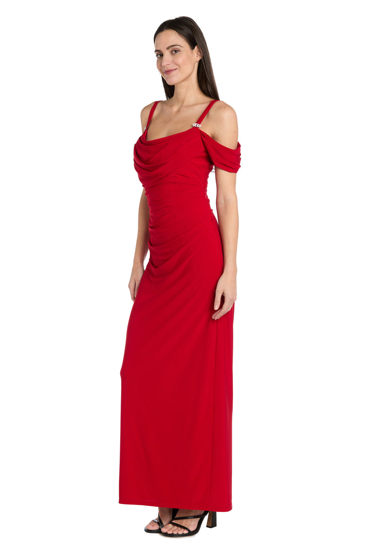 Rhinestone Drape Off-Shoulder Gown
