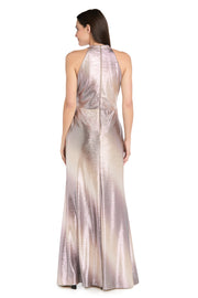 Champagne Mocha Metallic Tie-Dye Wrap Dress