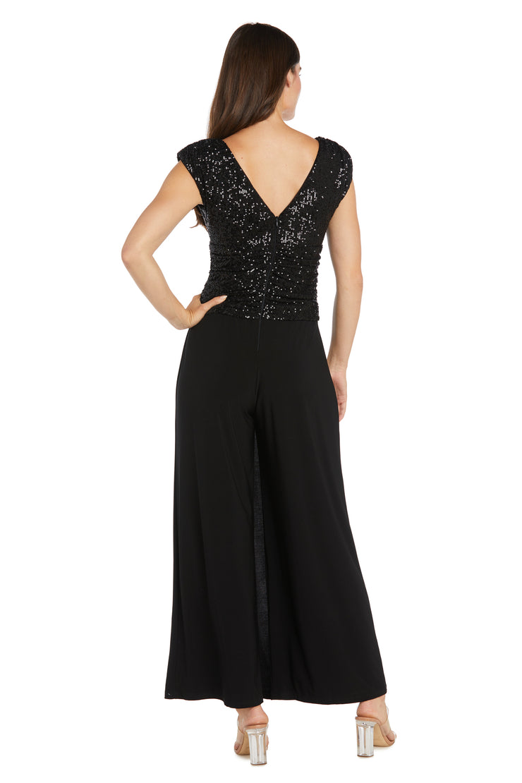 Black Sequin Bodice Gown with Flowing Skirt