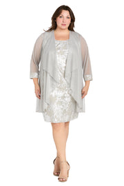 Metallic Patterned Jacket Dress - Plus