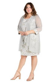 Metallic Patterned Jacket Dress - Plus