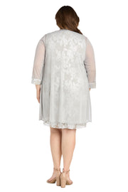 Metallic Patterned Jacket Dress - Plus