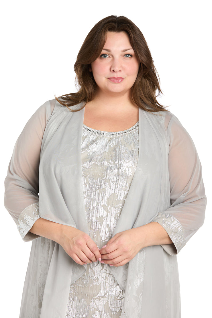 Metallic Patterned Jacket Dress - Plus