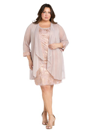 Metallic Patterned Jacket Dress - Plus