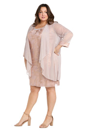 Metallic Patterned Jacket Dress - Plus