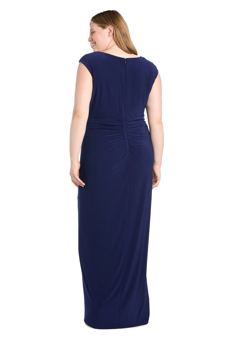 Long Ity Dress with Asymmetrical Top and Rhinestone Trim - Plus