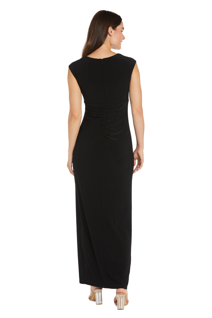 Long Ity Dress with Asymmetrical Top and Rhinestone Trim