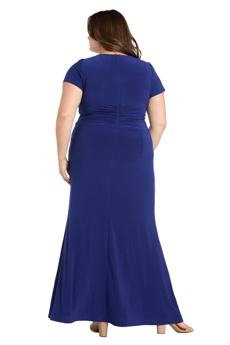 V-Neck Gown with Center Square Rhinestone Detail - Plus