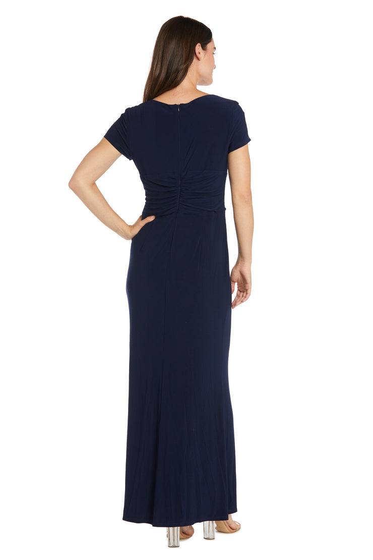 V-Neck Gown with Center Square Rhinestone Detail