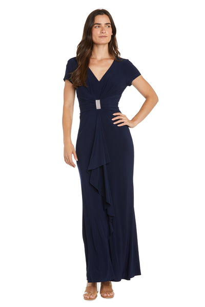 V-Neck Gown with Center Square Rhinestone Detail