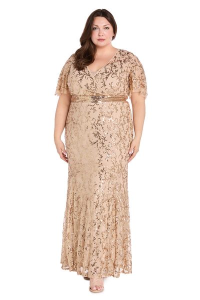 Radiant Glamour Gold Sequin Dress - Plus