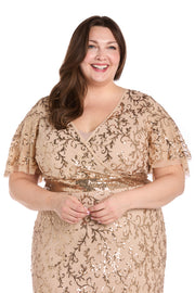 Radiant Glamour Gold Sequin Dress - Plus