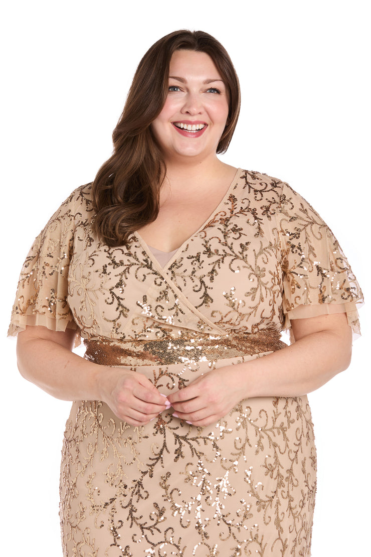 Radiant Glamour Gold Sequin Dress - Plus