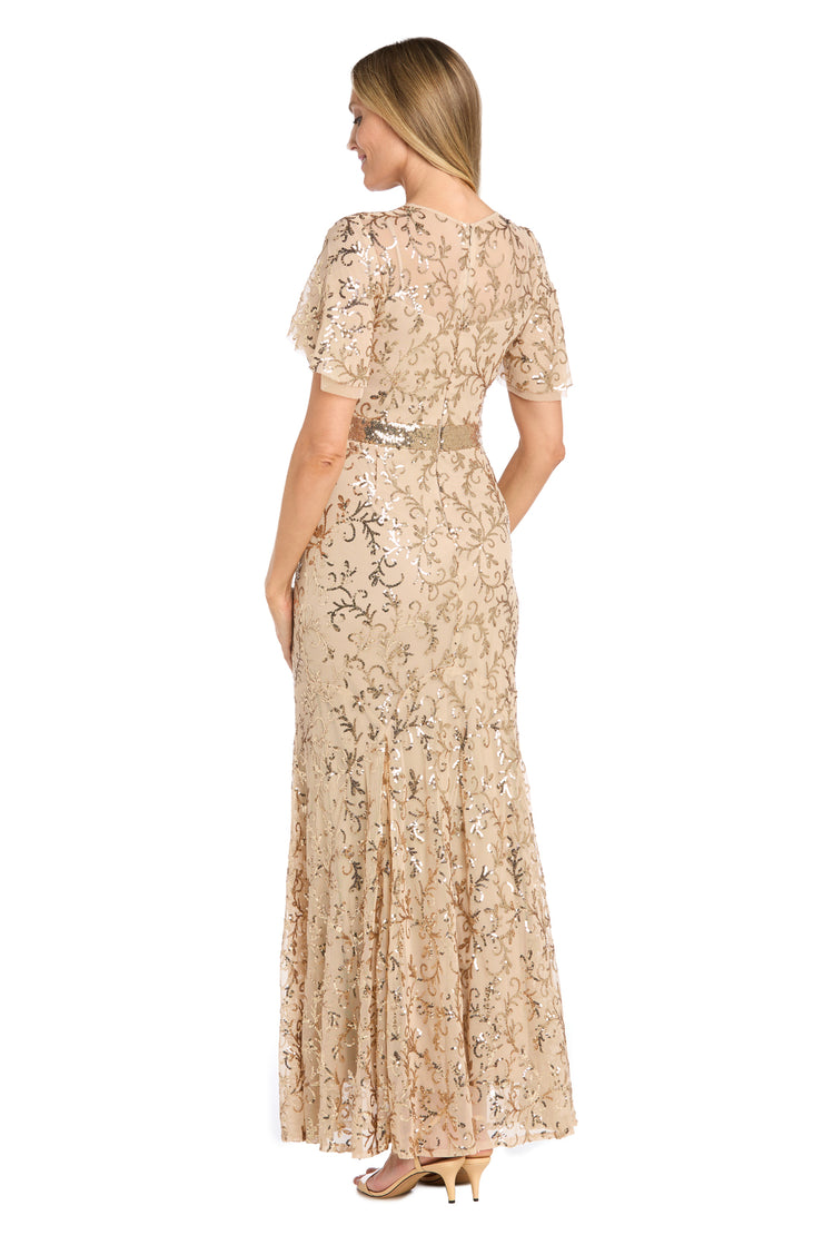 R & M Richards Women's Long Sequin Gold Dress, 6 R & M Richards Women's Long Sequin Gold Dress, 6