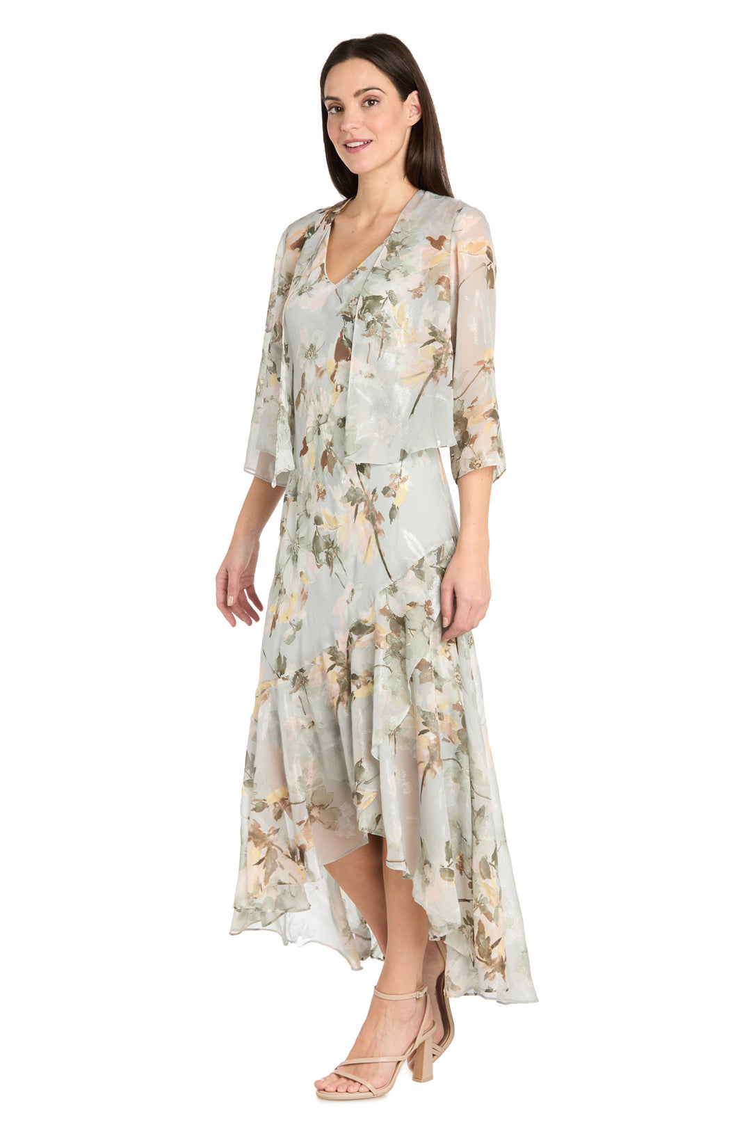 ロンハーマン　RHC Block Print Dress XS グリーン Celadon Printed Chiffon Spring Dress with Detachable Jacket