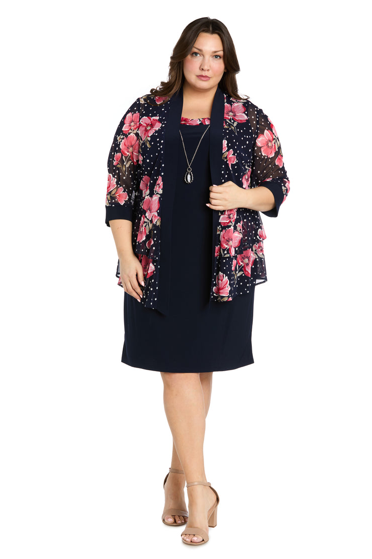 Floral Polka Dot Jacket Dress - Plus