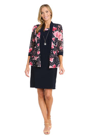 Floral Polka Dot Jacket Dress - Petite