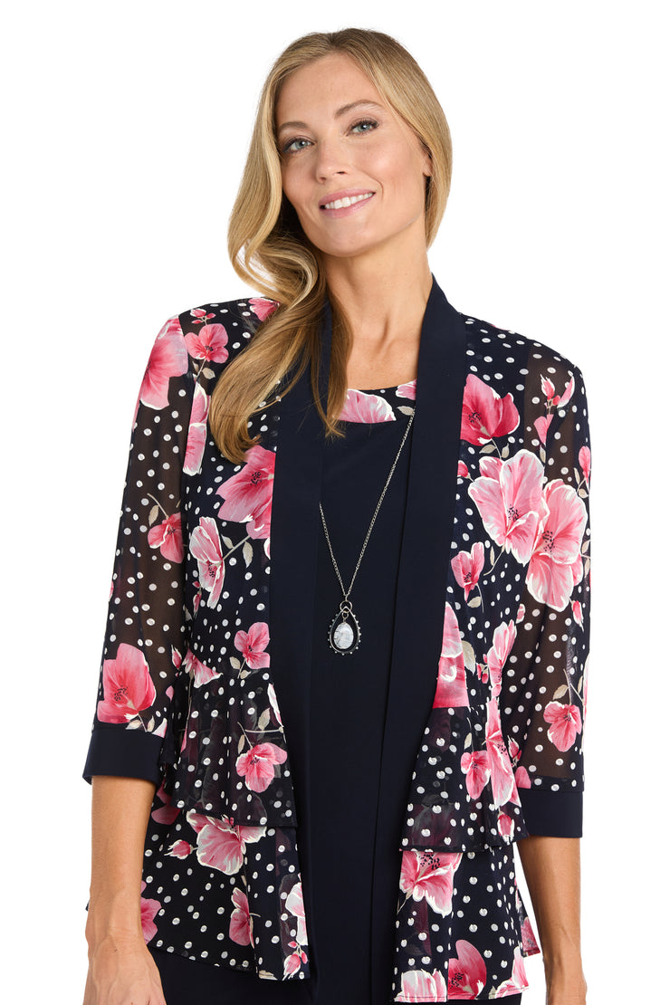 Floral Polka Dot Jacket Dress - Petite