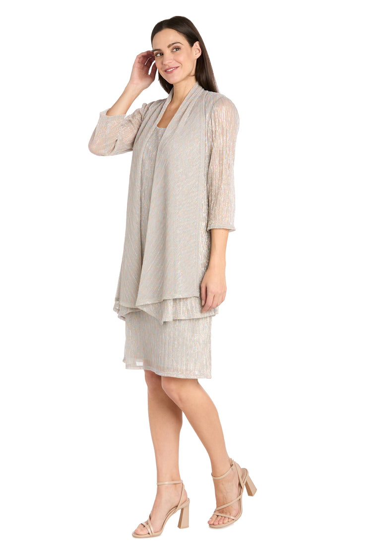 Solid Metallic Jacket Dress