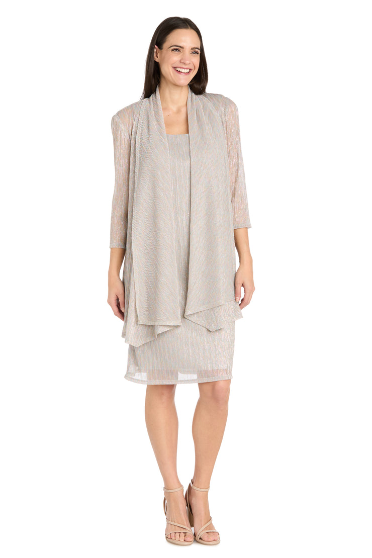 Solid Metallic Jacket Dress