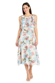 Daytime Maxi Dress Featuring a Ruffle Top and Flowy Skirt