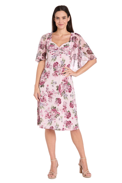 Women's R&M Richards Puff Print Capelet Dress, Size: 16, Blush Pink Women's R&M Richards Puff Print Capelet Dress, Size: 16, Blush Pink