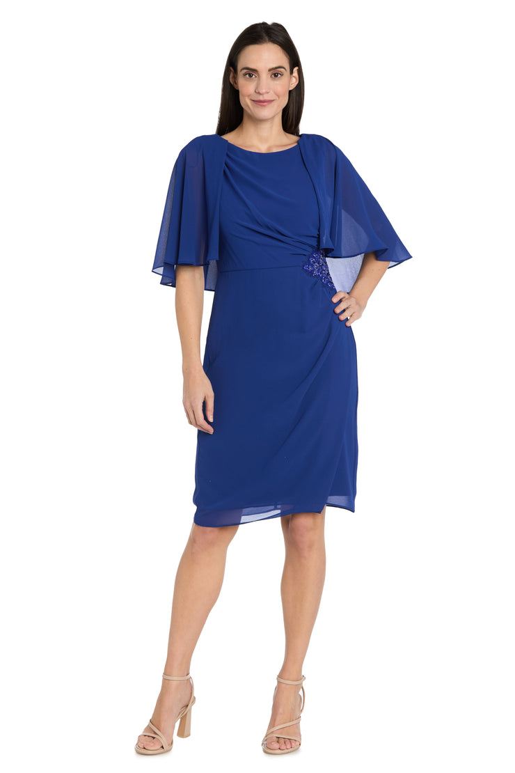 r & m richards sequined cape sheath dress Sequin Cape Sleeve Gown