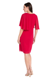 Elegant Beaded Detail Cocktail Dress with Chiffon Cape
