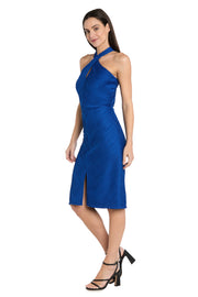 Royal Wave Criss-Cross Midi Dress