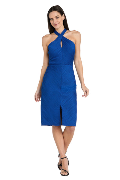 Royal Wave Criss-Cross Midi Dress