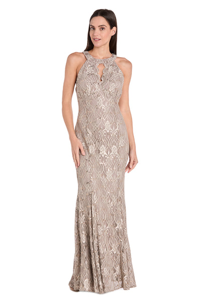 Elegant High-Neck Lace Gown