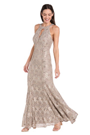 Elegant High-Neck Lace Gown