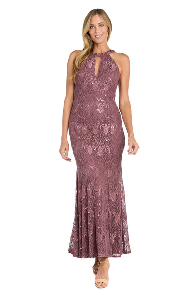 Elegant High-Neck Lace Gown - Petite