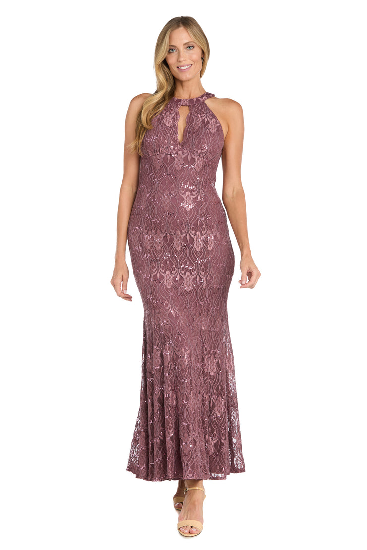 Elegant High-Neck Lace Gown
