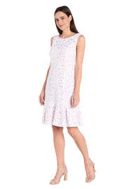 White Lace Sleeveless Dress with Nude Lining - Petite
