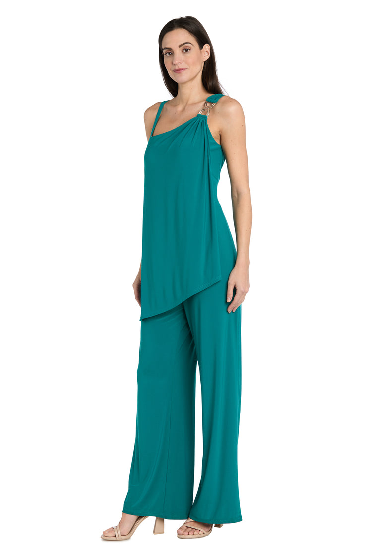 Asymmetrical Draped Jade Jumpsuit