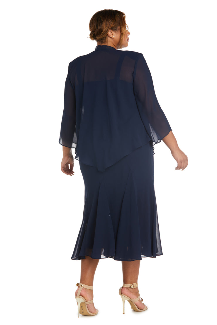 Beaded Slip Chiffon Jacket Dress - Plus