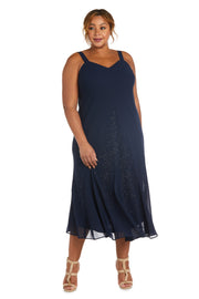 Beaded Slip Chiffon Jacket Dress - Plus