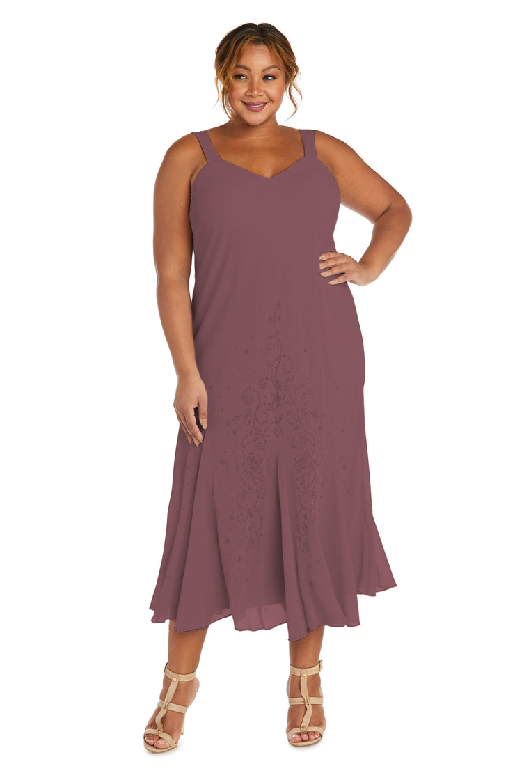 Beaded Slip Chiffon Jacket Dress - Plus